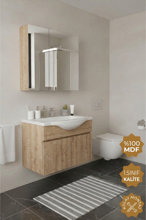 Kahire 80 Cm Mdf Banyo Dolabı Seti