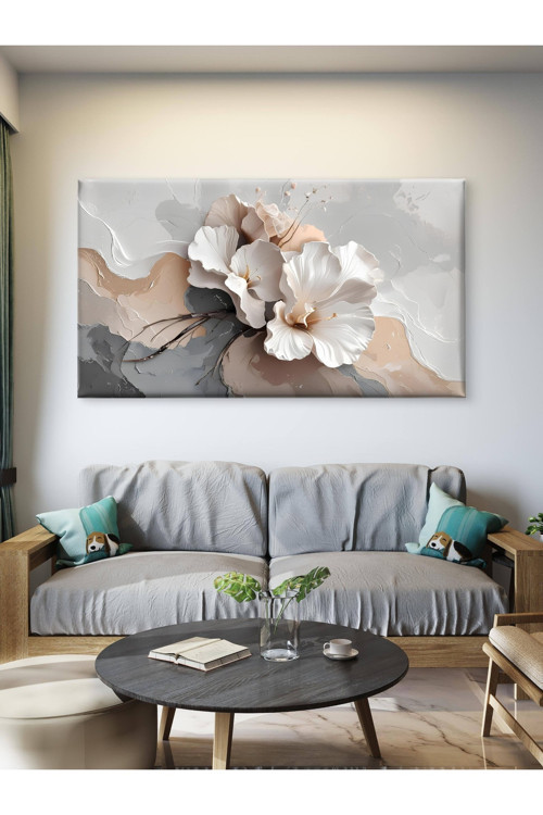 Beyazın Narinliği - Beyaz Çiçekler - Baskı Kanvas Tablo Ticaretjet 35x50