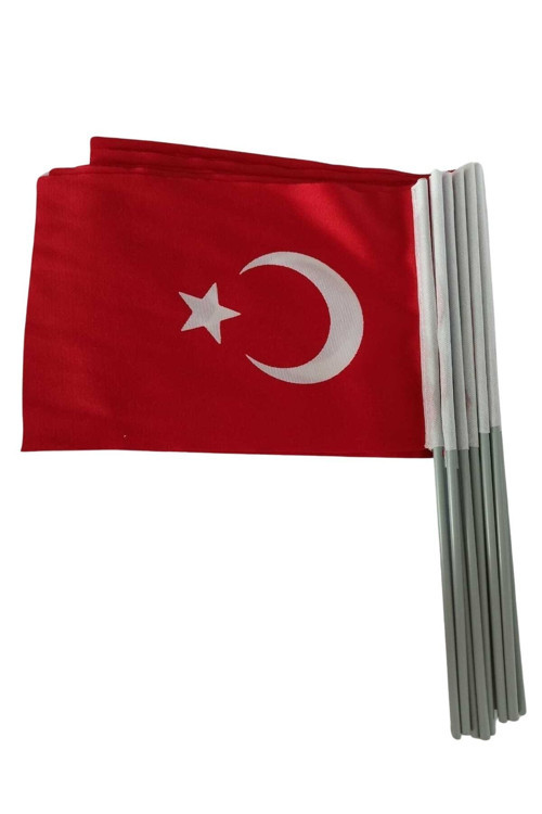 Türk Bayrağı Sopalı 30X45 Kumaş (30 Lu)