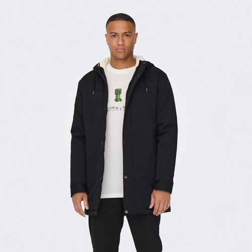 Only&Sons Alexander Life Erkek Siyah Kapüşonlu Mont