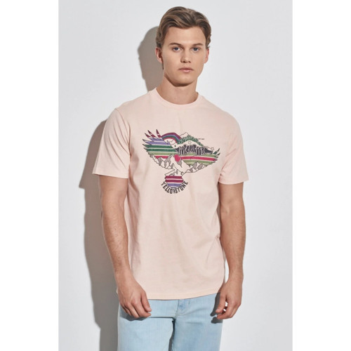 Erkek Pembe Bisiklet Yaka Tişört