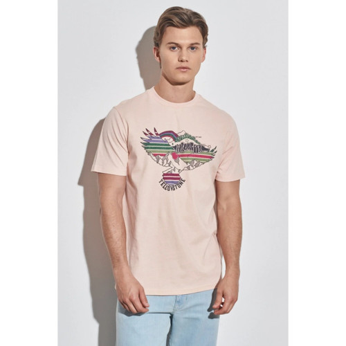 Erkek Pembe Bisiklet Yaka Tişört