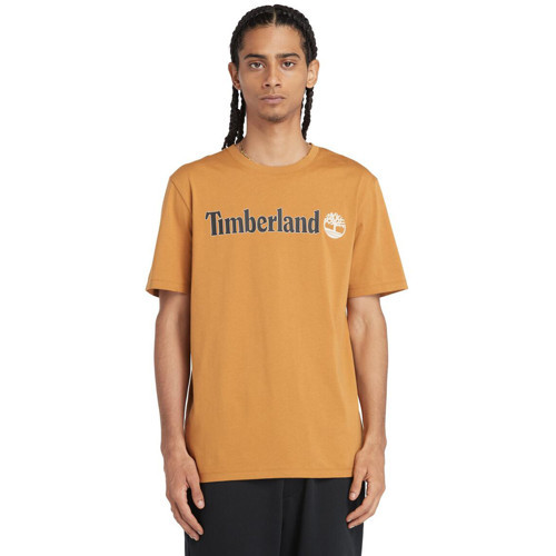Linear Logo Erkek Sarı Yuvarlak Yaka Tişört