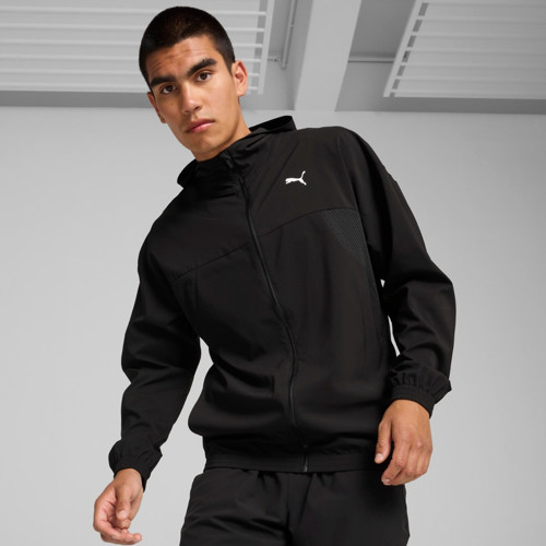 Fit Woven Full Zip Erkek Siyah Ceket
