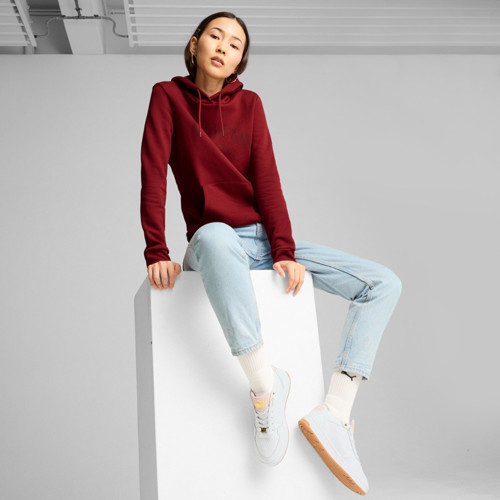 Ess Logo Lab Kadın Bordo Kapüşonlu Hoodie