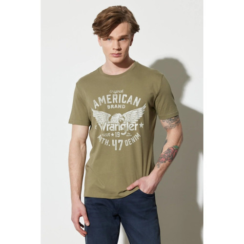 Erkek Haki Bisiklet Yaka Tişört