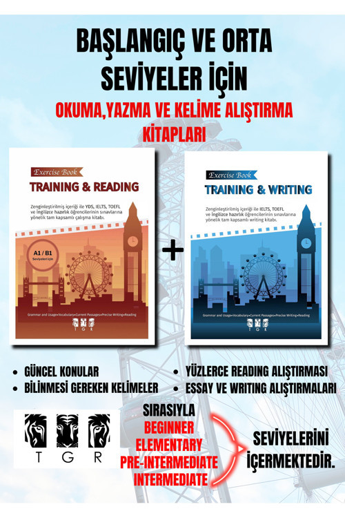 İngilizce Alıştırma Seti (Okuma Ve Yazma )- Temel Ve Orta Seviye Readıng Ve Wrıtıng Kitap Seti