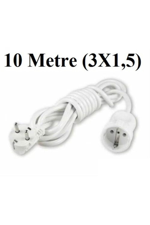 Topraklı Uzatma Seyyar Kablosu Tekli Priz 10 Metre 3X1,5 Mm Seyyar Uzatma Kablosu