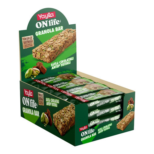 Onlife Sütlü Çikolata ve Antep Fıstıklı Granola Bar 30 g x24