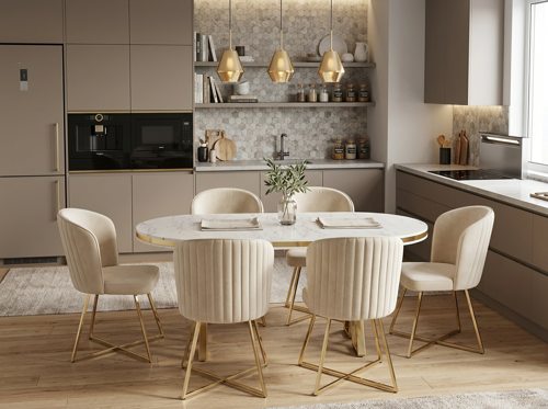 Mutfak Yemek Masa Sandalye Takımı Lüx Quality 90x170 MDF LAKPANEL (1MASA-6SANDALYE)