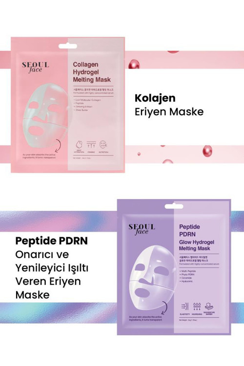 Kolajen ve Pirinç Nemlendirici Onarıcı Eriyen Maske Seti Kore Maske Seti 34 gr.