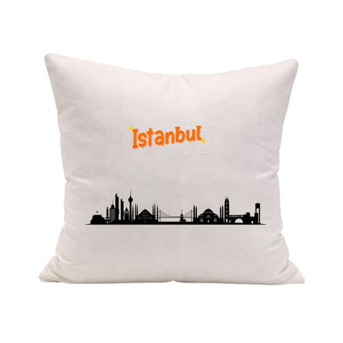 Modern İstanbul Baskılı Hediyelik Yastık Kılıfı - Minimalist Dekorasyon
