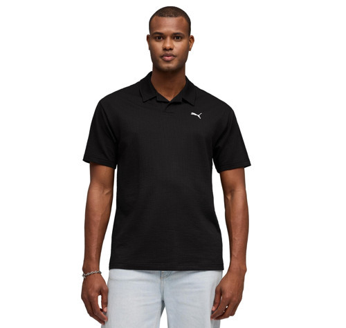 692560-01 Puma Ess Elevated Material Polo Erkek T-Shirt Siyah