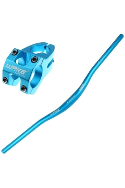 Wake Mavi Bisiklet Alümiyum Gidon+Boğaz 780mm 31,8mm Bisiklet Direksiyon + Boğaz