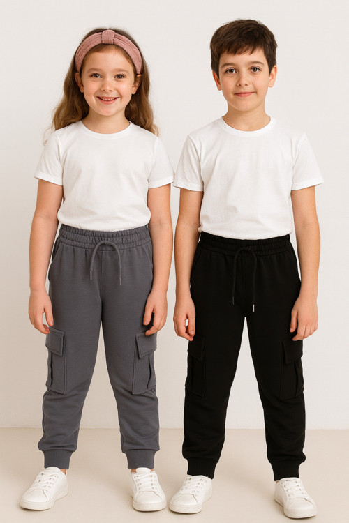 Unisex Çocuk Kompakt Komando Cepli 2'li Eşofman Altı