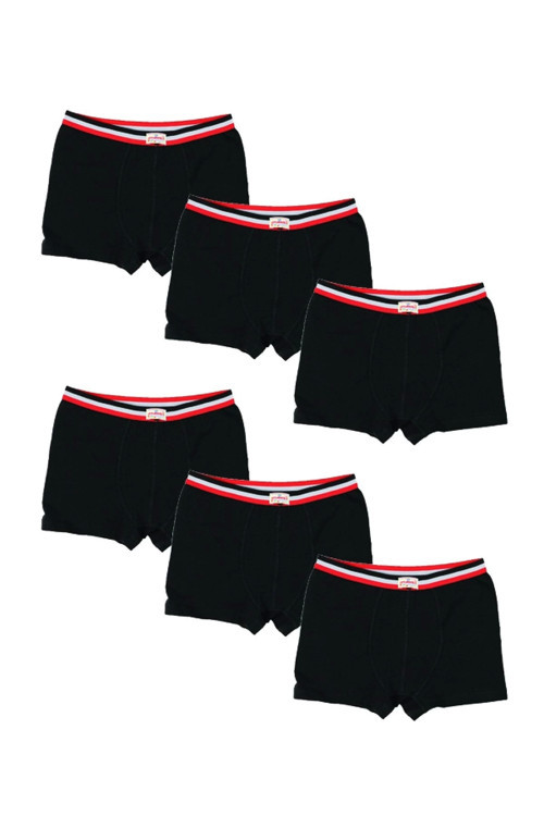 Erkek Çocuk Siyah Likralı Empirme Boxer 6'lı