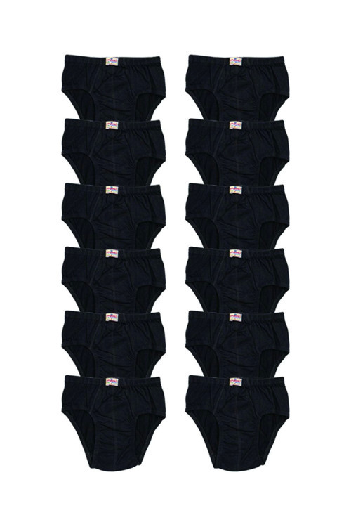 Erkek Çocuk Siyah Penye Külot 12'li Paket 2-3-4 Yaş