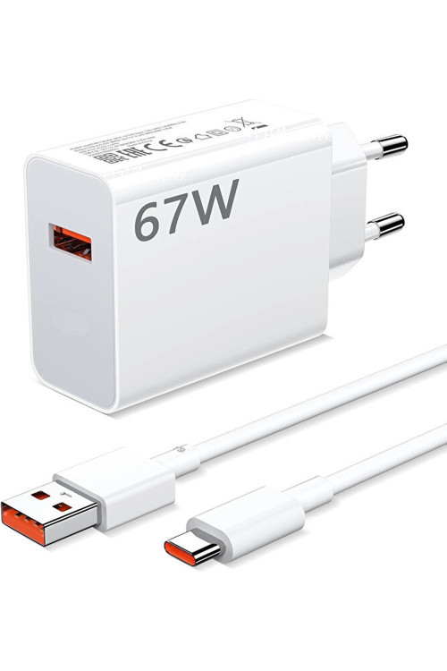 Redmi 13c 67 Wolt  Turbo Hızlı Şarj Aleti Cihazı Kablo Adaptör 2'Li Set Type-C To Usb