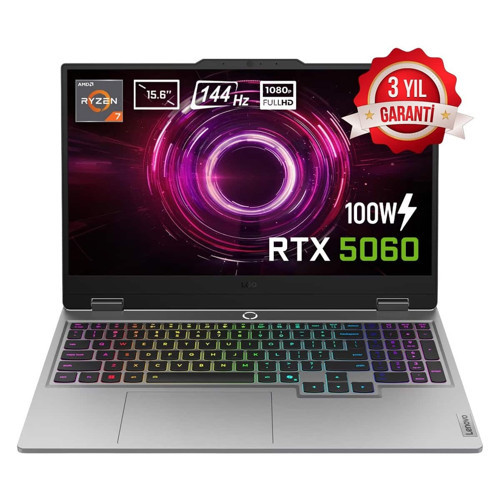 LOQ 15AHP10 AMD Ryzen 7 250 16GB DDR5 1TB SSD RTX 5060 8GB 100W 15.6 inç Full HD 144Hz IPS FreeDos Gaming Laptop (83JG00