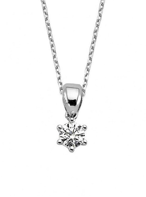 0.08ct Karat E-F VS Pırlanta Altı Tırnak Tektaş Kolye
