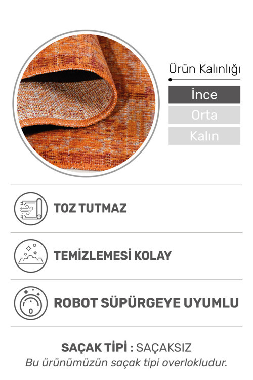 Nostalji Serisi-Turuncu Klasik Desen-Salon-Oturma Odası-Mutfak-Tozumaz-Kolay Temizlik