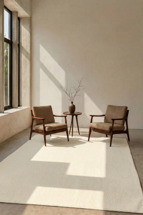 Mest Krem Premium Kadifemsi Halı Oturma Odası-Salon-Mutfak-Kaymaz Taban -Yıkanabilir-Modern