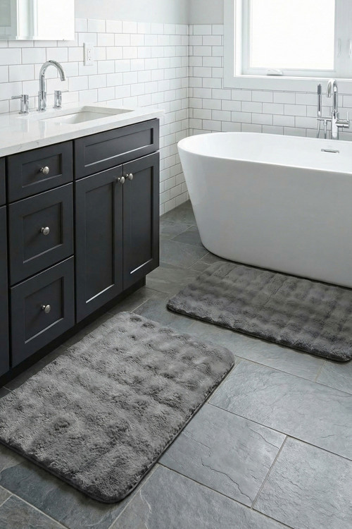 Yuma 2’Li Peluş Bubble Banyo Paspas Seti 60X100+50X60 Cm Kaymaz Taban, Umuşak,Yıkanabilir