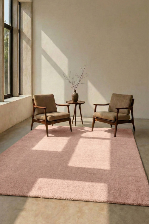 Mest Pembe Premium Kadifemsi Halı Oturma Odası-Salon-Mutfak-Kaymaz Taban -Yıkanabilir-Modern