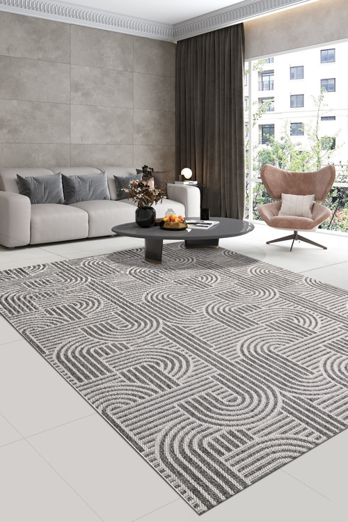 Valys Sisal Tarz -Krem-Gri-Dekoratif-Salon,Oturma Odası-Koridor-Halı–Robot Süpürge-Özel Ölçü-Modern