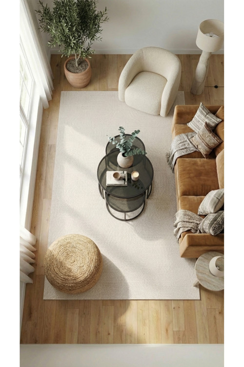 Valys Sisal Tarz -Krem-Dekoratif-Salon,Oturma Odası-Koridor-Halı–Robot Süpürge-Özel Ölçü-Modern