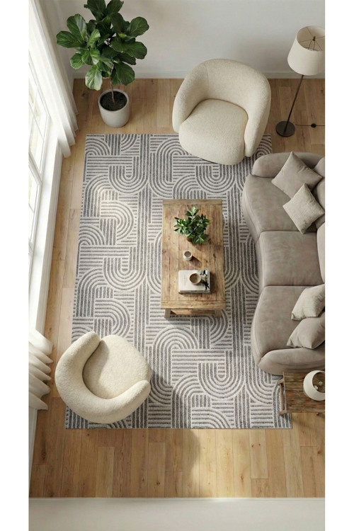 Valys Sisal Tarz -Krem-Gri-Dekoratif-Salon,Oturma Odası-Koridor-Halı–Robot Süpürge-Özel Ölçü-Modern