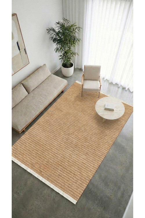 Liora Kilim Hardal Oturma Odası-Salon-Mutfak-Kaymaz Taban-Yıkanabilir-Robot Süpürge-Modern