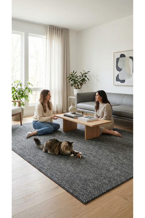 Lumira Sisal Tarz-Gri-Dekoratif-Salon,Oturma Odası-Koridor-Halı–Robot Süpürge-Özel Ölçü-Modern