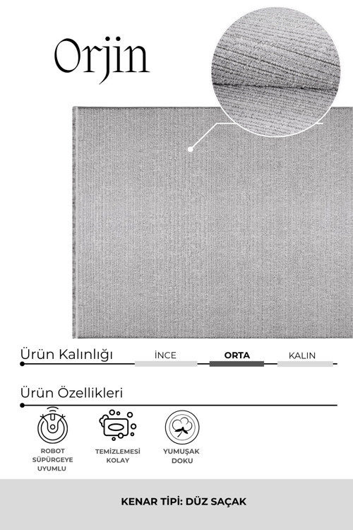 Orjin Premium Gri Halı-Salon-Oturma Odası–Özel Ölçü-Yumuşak-Tozumaz-Robot Süpürge-Modern
