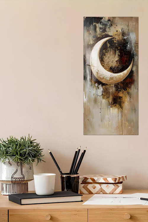 Ay Figürlü Temperli Cam Dik Tablo 30x60 Cm Uv Baskı- DCT075