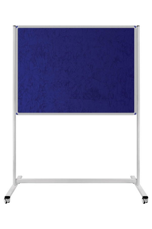 120 x 200 cm Tek Taraflı Sabit Tekerlekli Ayaklı Kumaşlı Pano 184 Mavi