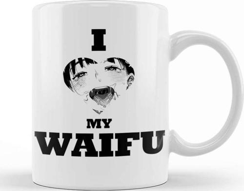 Hentai I Love My Waifu Black Kupa Bardak Porselen