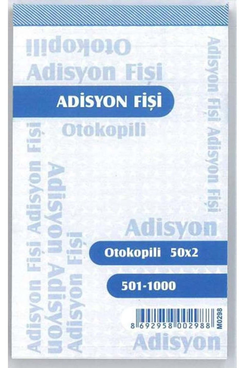 Otokopili 2 Nüsha Adisyon 14x10 Cm Boyutunda 50 Yapraklı 80 Li