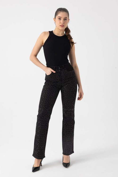 Taşlı Straight Jean