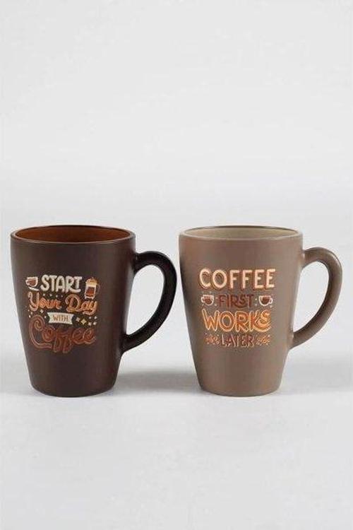 Coffee Kahverengi&Bej 2'li Kupa Set