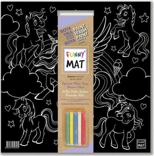 - Funny Mat  Black (Tebeşirli ) Unicorn   -  40x40