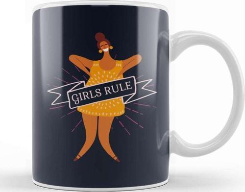 Girl Power Girls Rule Banner Kupa Bardak Porselen