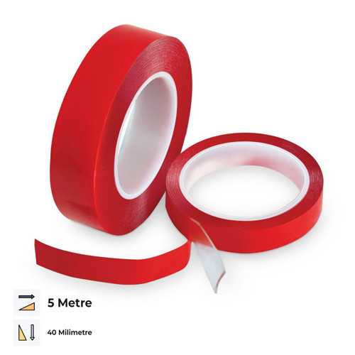 Çift Taraflı 40 mm Kırmızı Nano Silikon Bant Su Geçirmez Güçlü Tablo Montaj Bandı 5 Metre