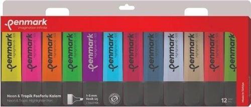 FOSFORLU KALEM 12 Lİ ASETAT KARIŞIK RENK  6 NEON + 6 TROPİK