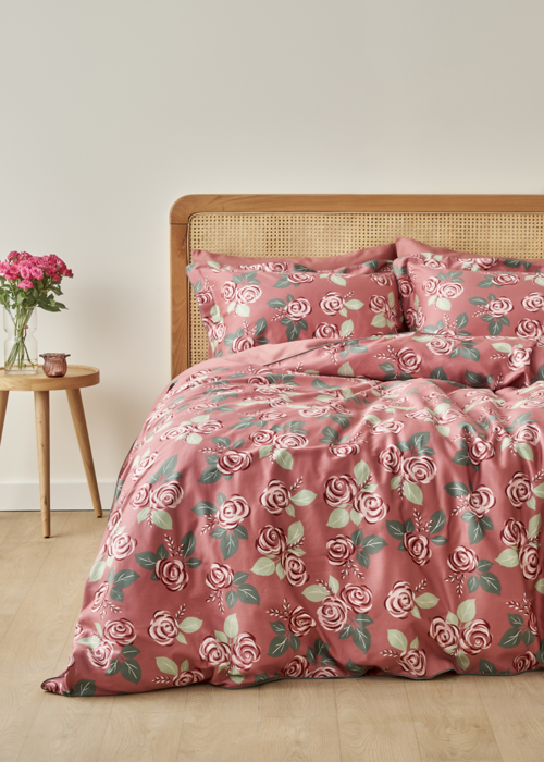 %100 Pamuk Saten Rose Çift Kişilik Nevresim Seti Mürdüm (200X220 Cm)
