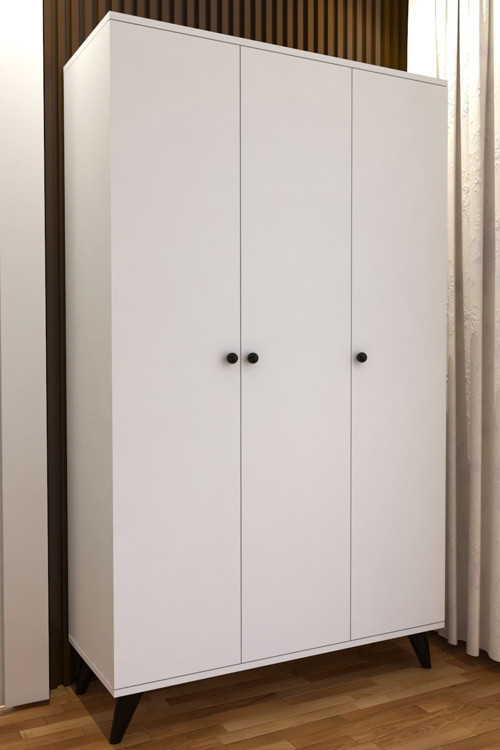 Izel 3 Kapaklı Askılıklı Raflı Lüx Gardırop -beyaz