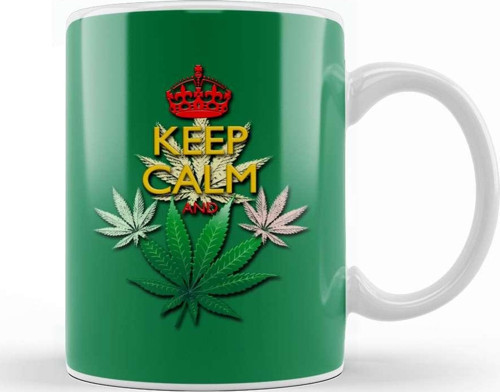 Keep Calm And Marijuana Leaf Kupa Bardak Porselen