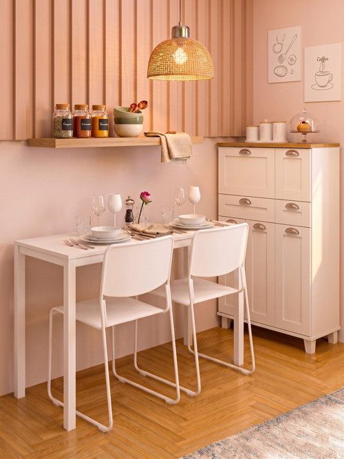 Minimal Beyaz Çok Amaçlı Masa – 116x45x75 cm | Güçlendirilmiş Metal Profil Ayaklı