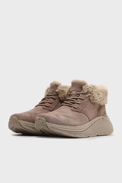 Max Cushioning Elite 2.0 Boot Snow Daze Logolu Bağcıklı Peluş Detaylı Bayan Bot 144368 DKTP KOYU BEJ