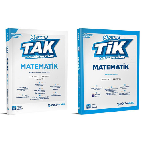 Eğitim Vadisi 2025 9. Sınıf Matematik Tak Tam Anlatım + Tik Tam İzleme Seti 2 Kitap